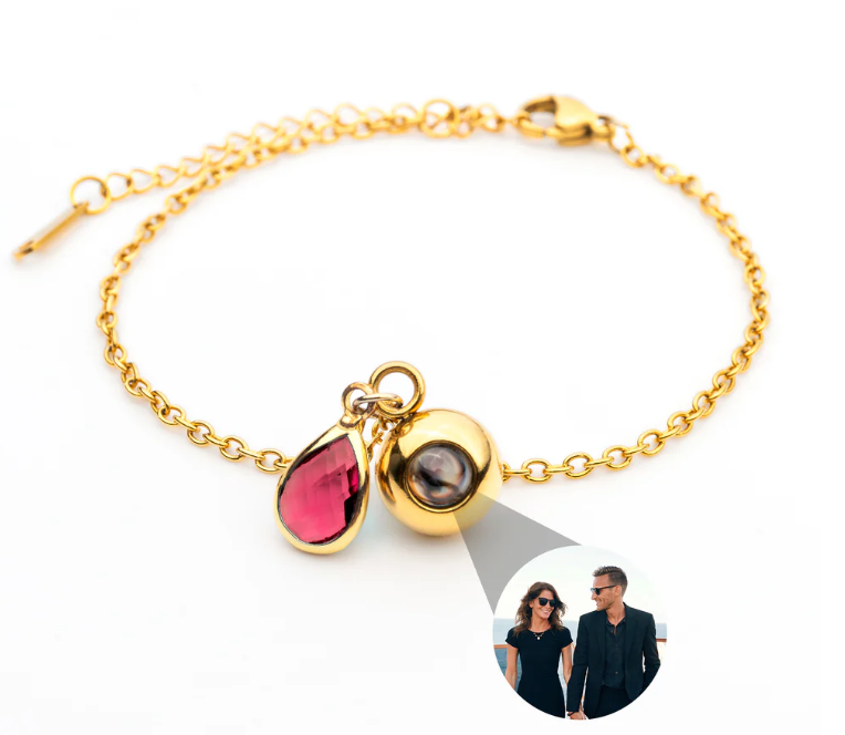 Fotoarmband mit deinem Bild und Geburtsstein