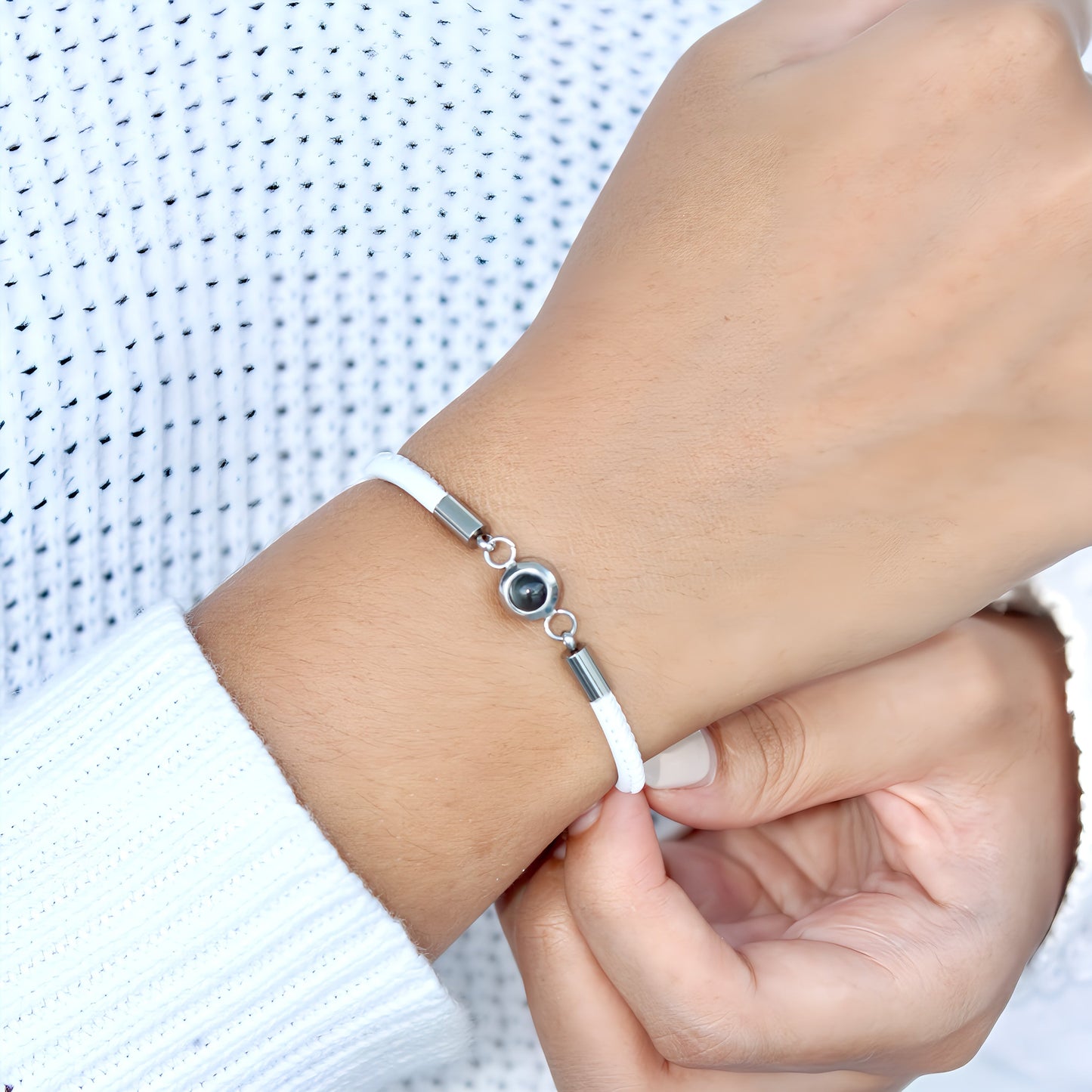 Personalisiertes Fotoarmband - Ledermix Kautschuk