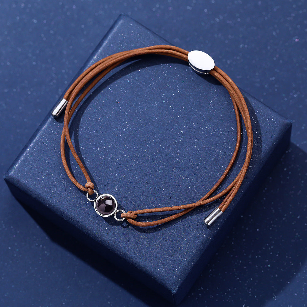 Personalisiertes Fotoarmband aus echtem Leder