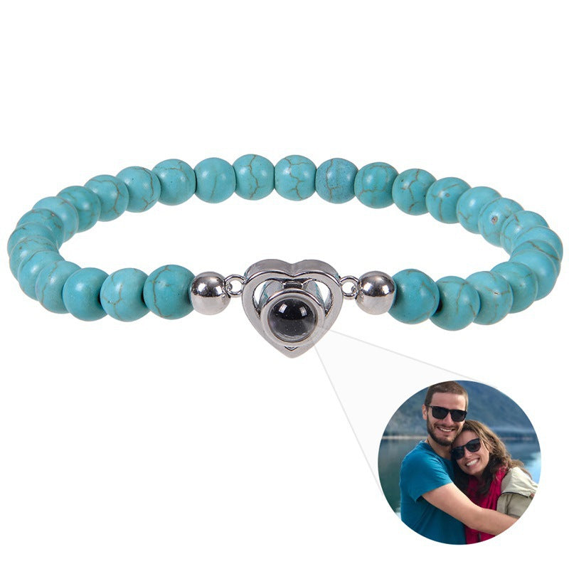 Naturstein-Herzanhänger Armband mit Foto-Projektion