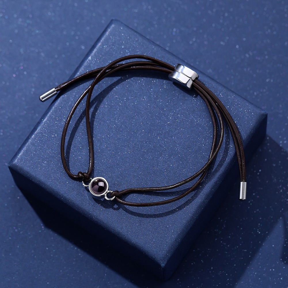 Personalisiertes Fotoarmband aus echtem Leder