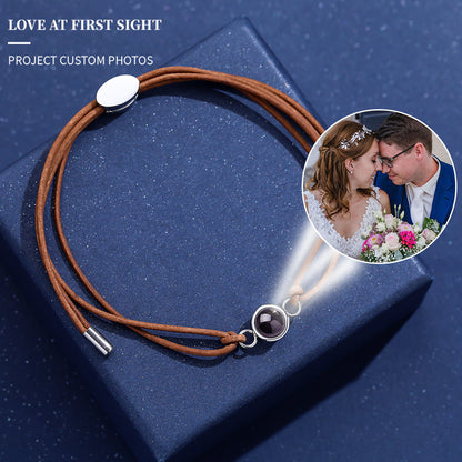 Personalisiertes Fotoarmband aus echtem Leder