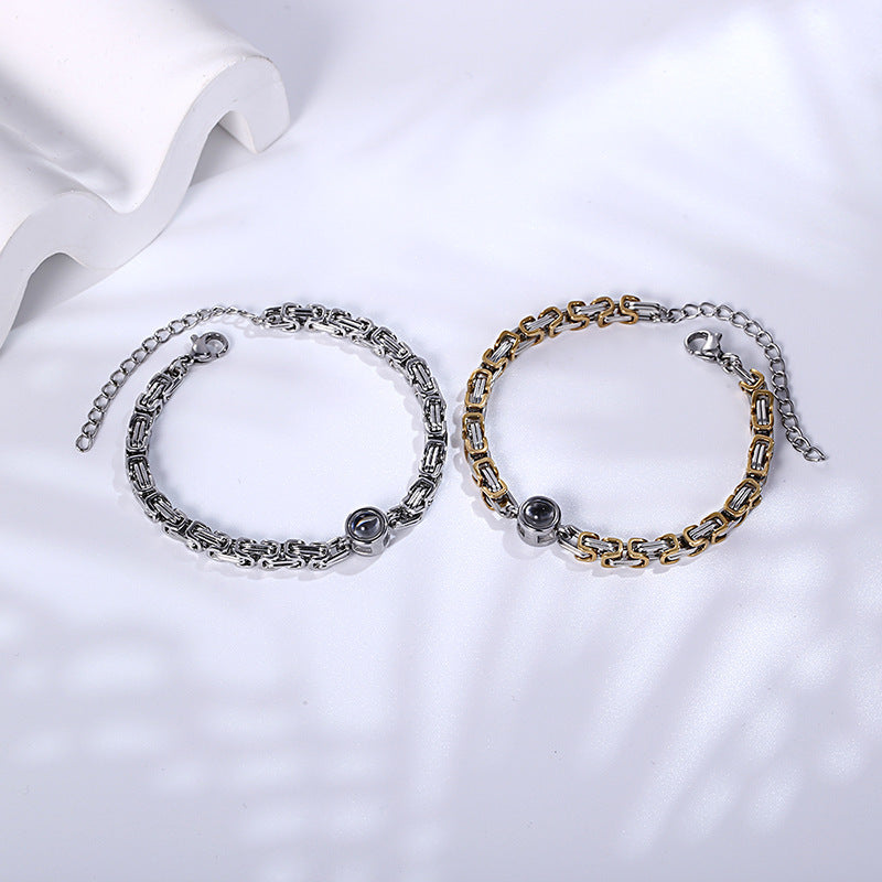 Fotoarmband aus Titan-Edelstahl – Geschenk für Paare