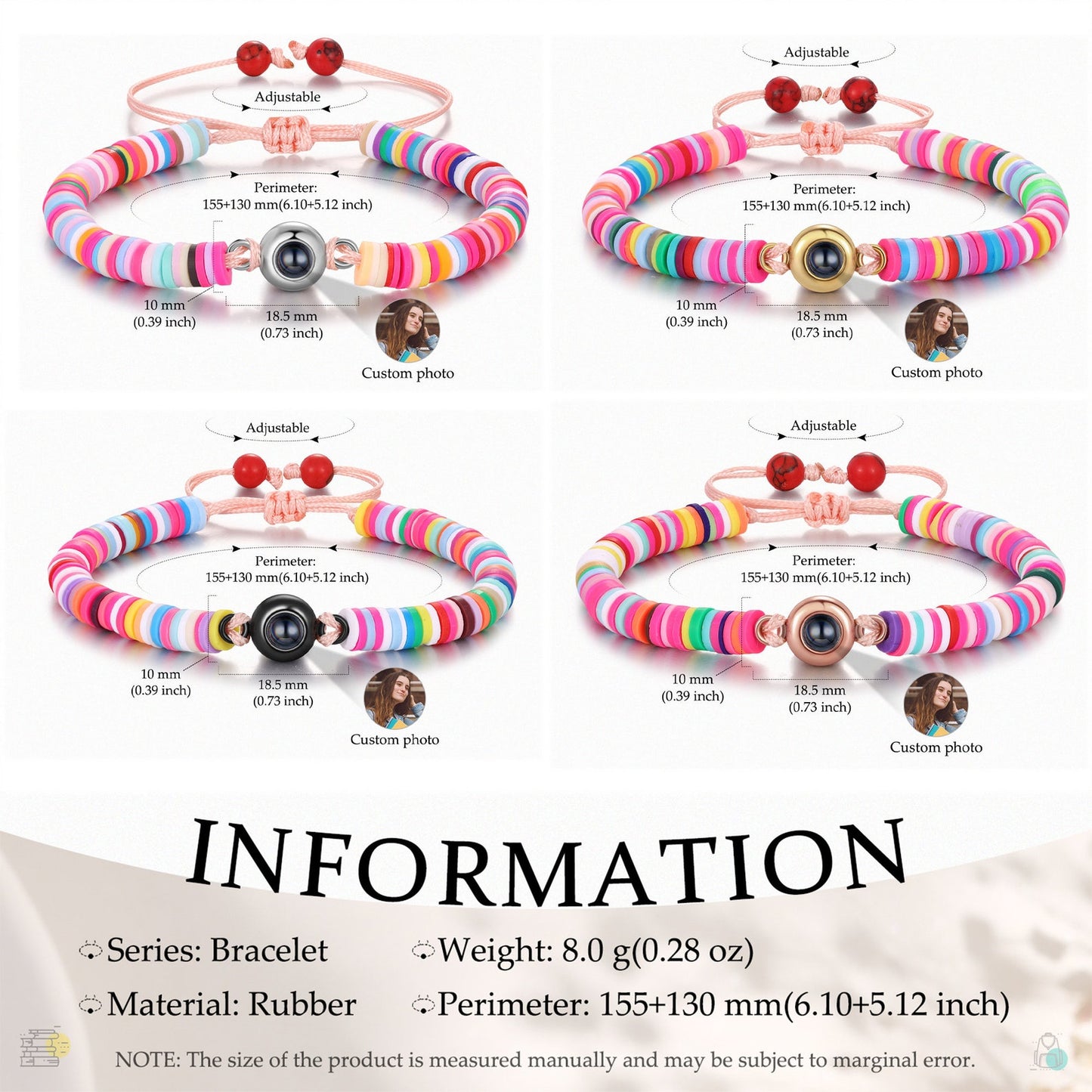 Projektionsarmband mit Anhänger – handgefertigt aus farbigem Polymer