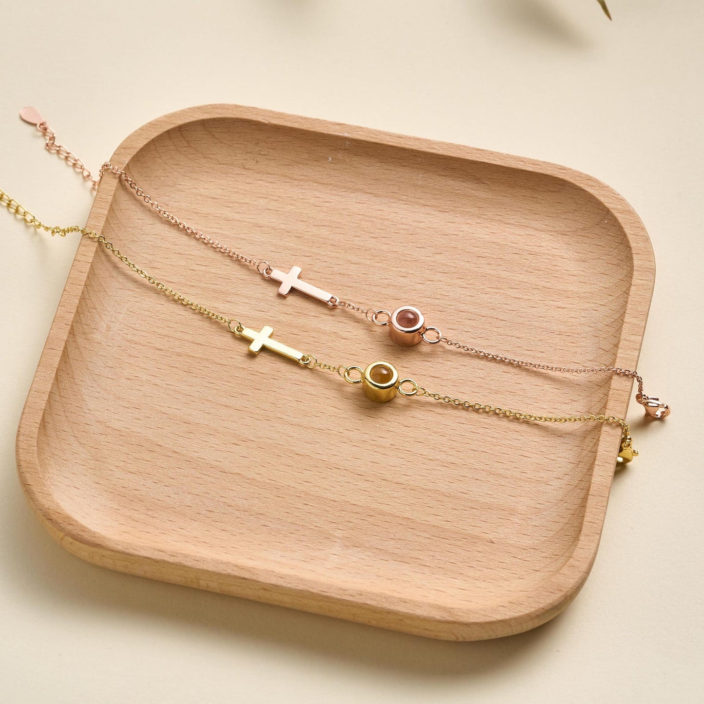 Rundes exquisites Kreuz-Fotoarmband – Geschenk für Paare