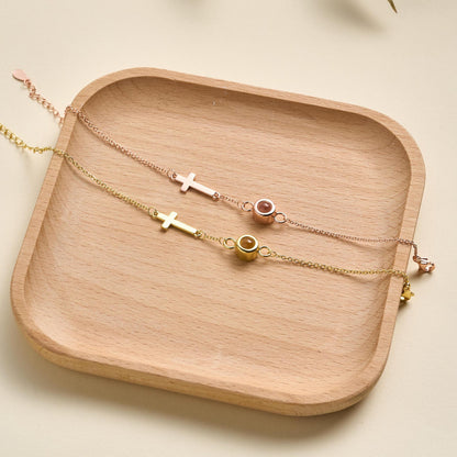 Rundes exquisites Kreuz-Fotoarmband – Geschenk für Paare