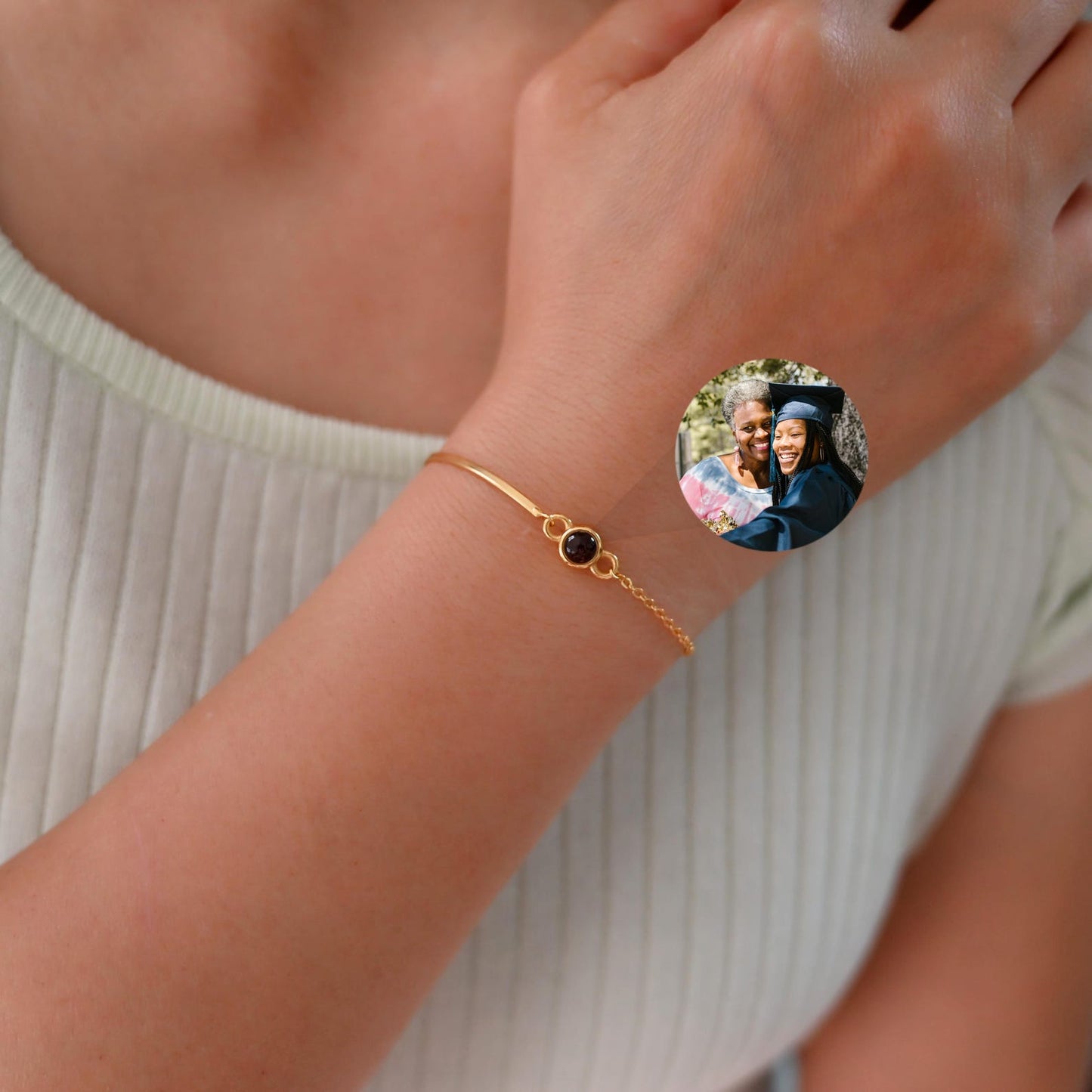 Sterling Silber Armband mit Foto-Projektion