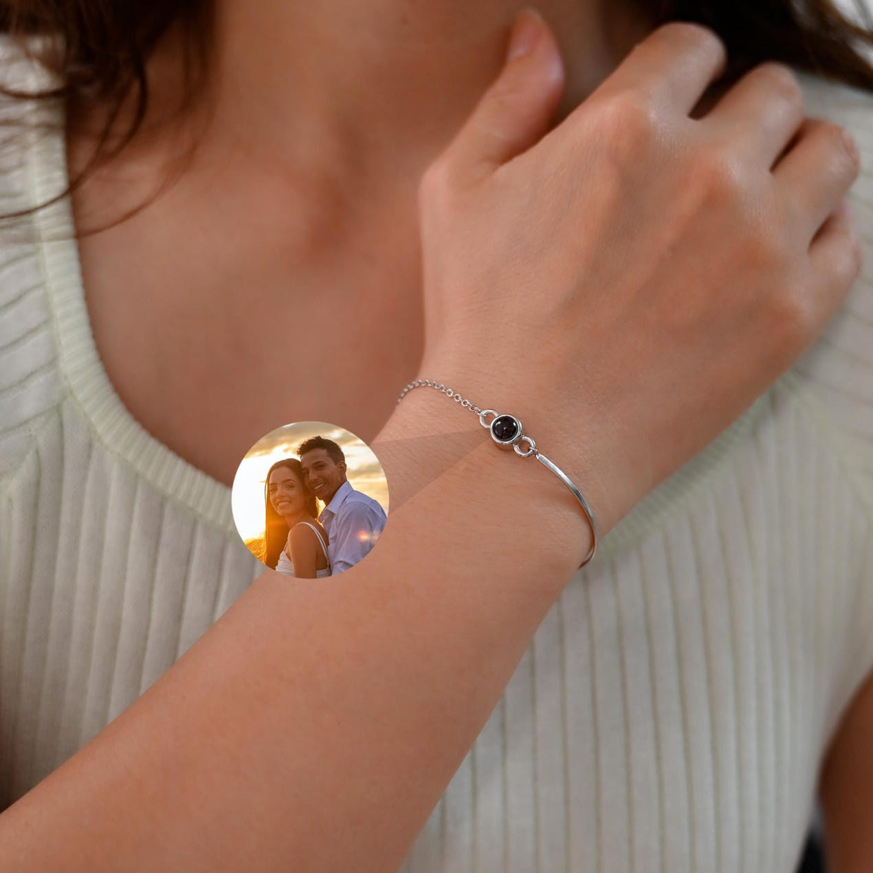 Sterling Silber Armband mit Foto-Projektion