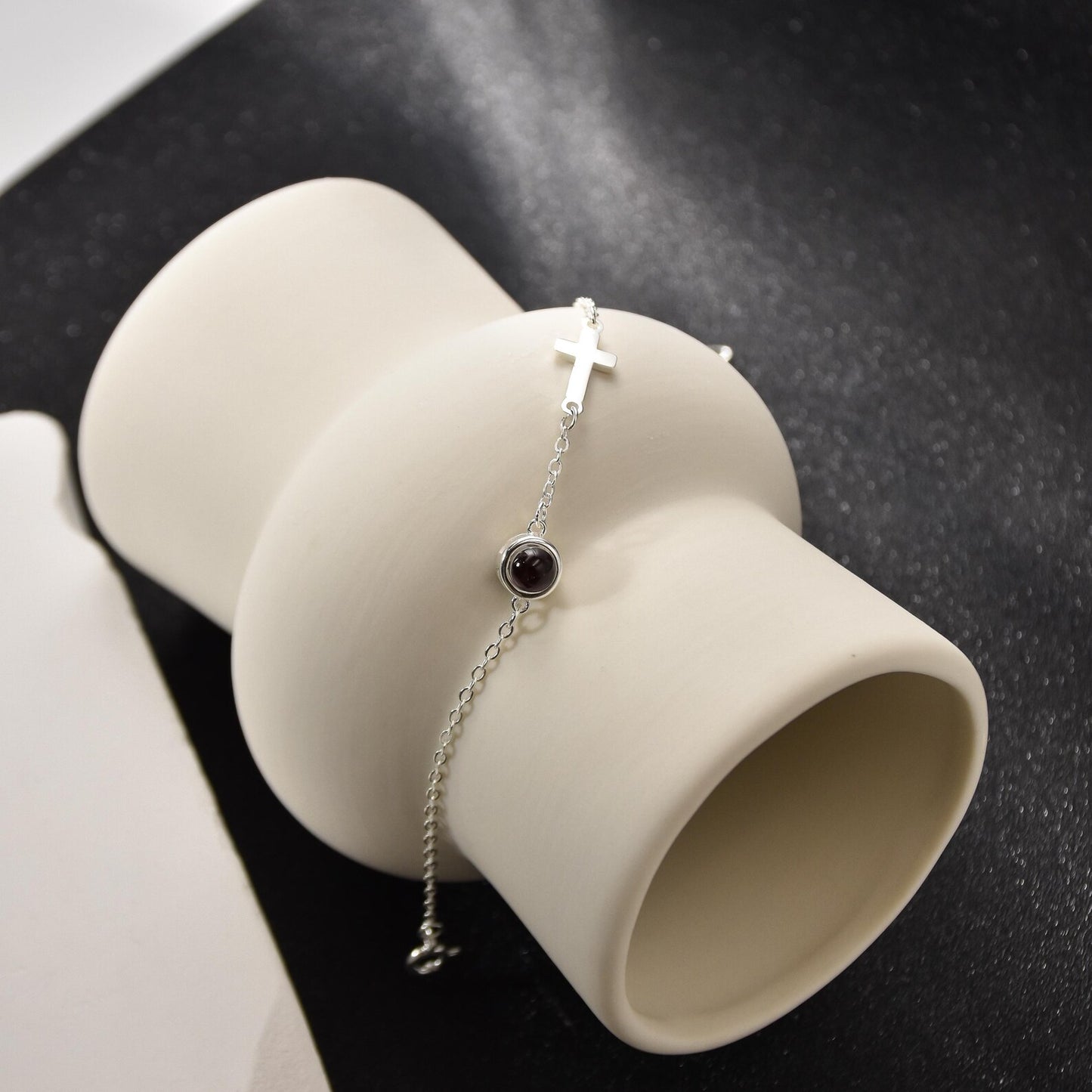 Rundes exquisites Kreuz-Fotoarmband – Geschenk für Paare