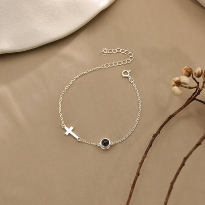 Rundes exquisites Kreuz-Fotoarmband – Geschenk für Paare