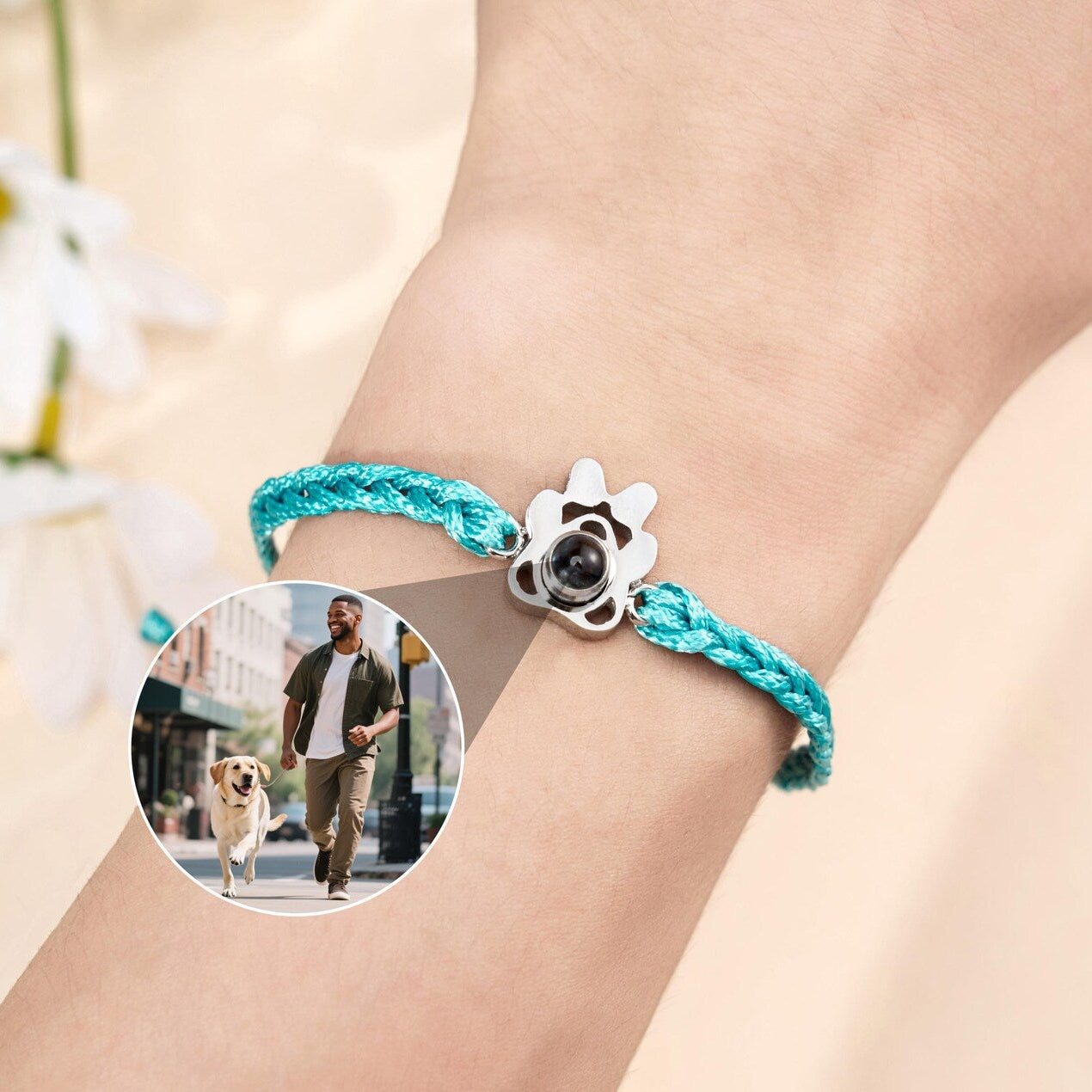 Geflochtenes Hundekralle-Armband mit Foto-Projektion