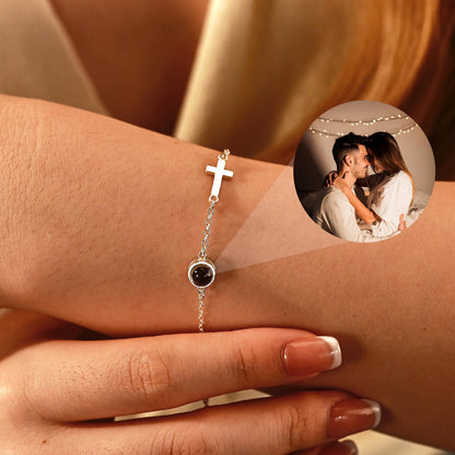 Rundes exquisites Kreuz-Fotoarmband – Geschenk für Paare