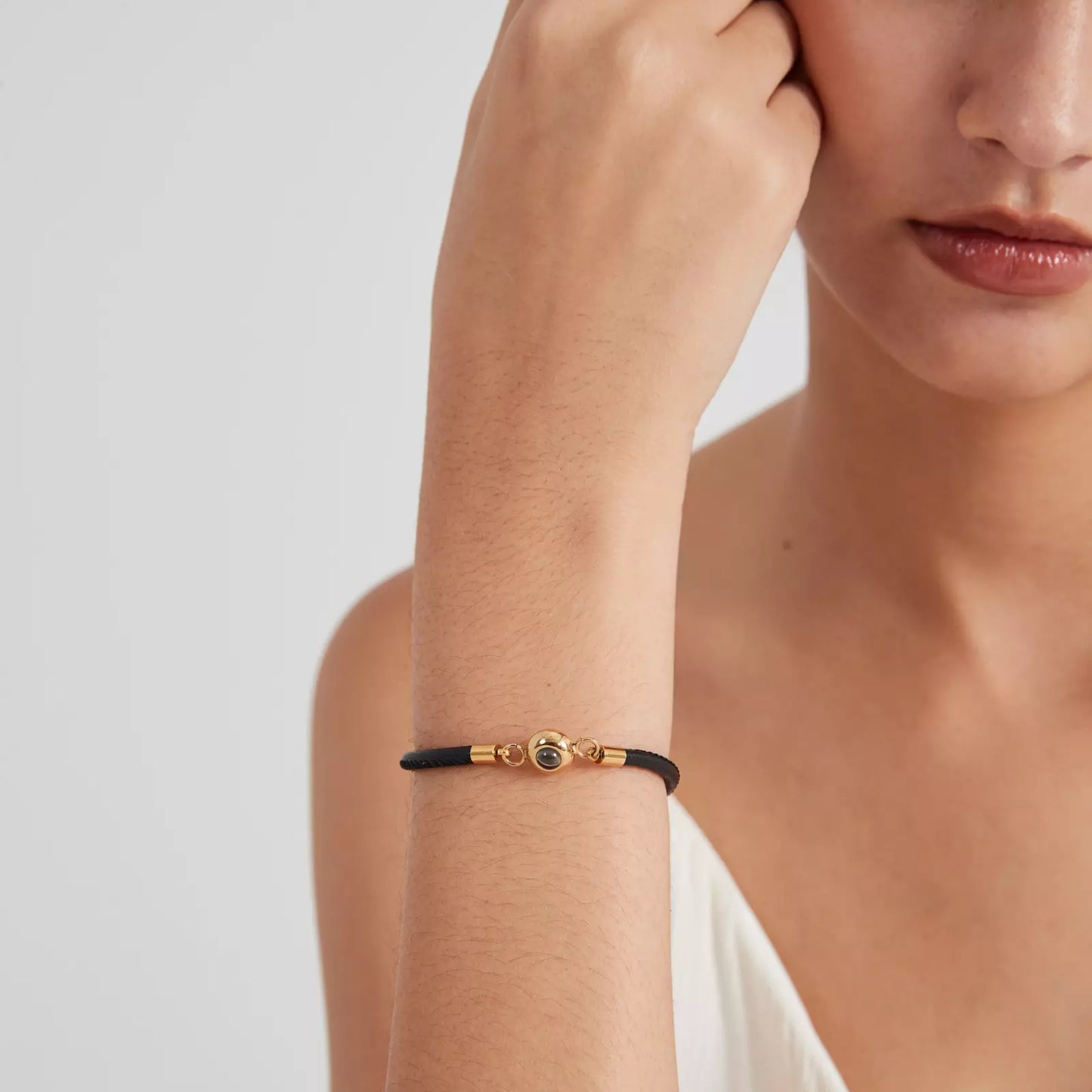 Personalisiertes Fotoarmband - Ledermix Kautschuk